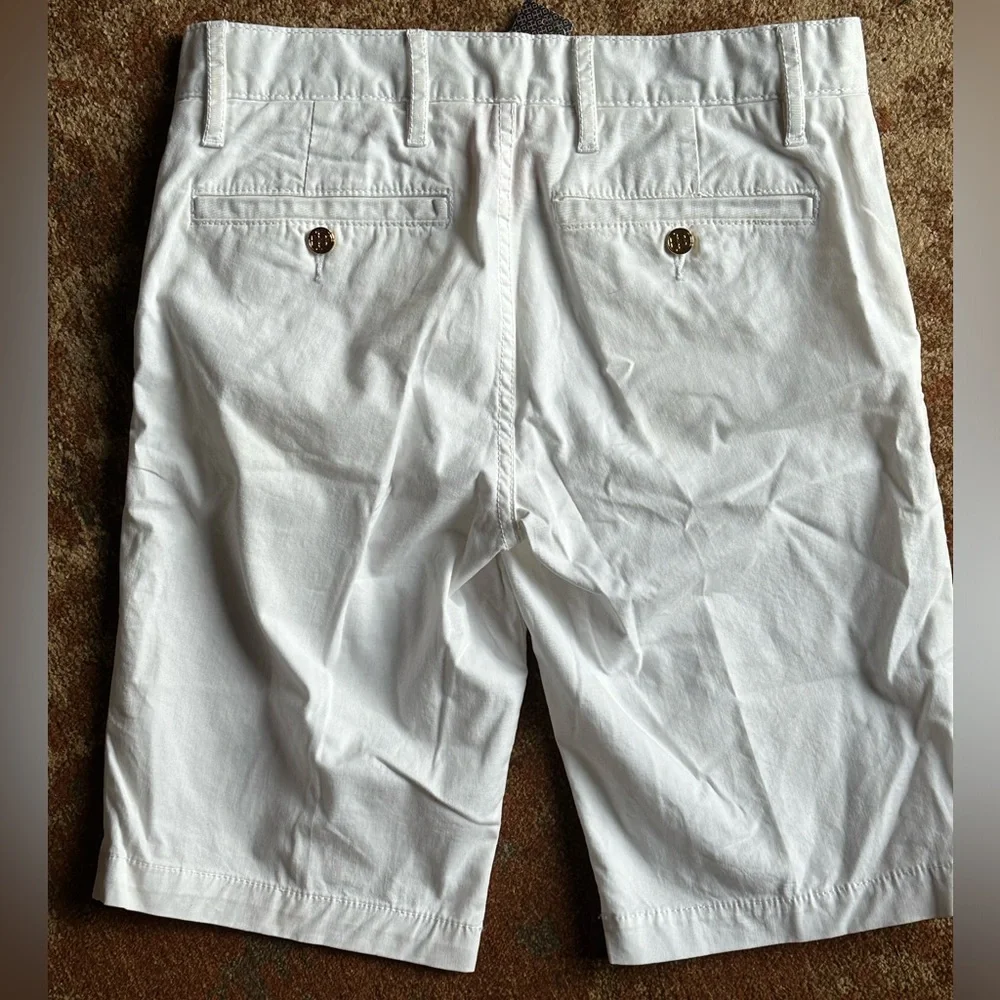 Tory Burch NWT white Bermuda Chino long shorts 25 logo buttons multiple pockets* - Picture 6 of 12